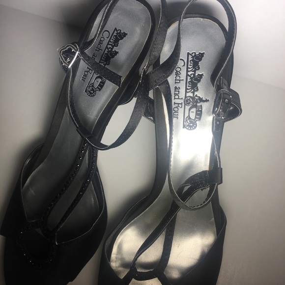 Coach and Four Black heels with black stones 9.5 - Picture 3 of 3